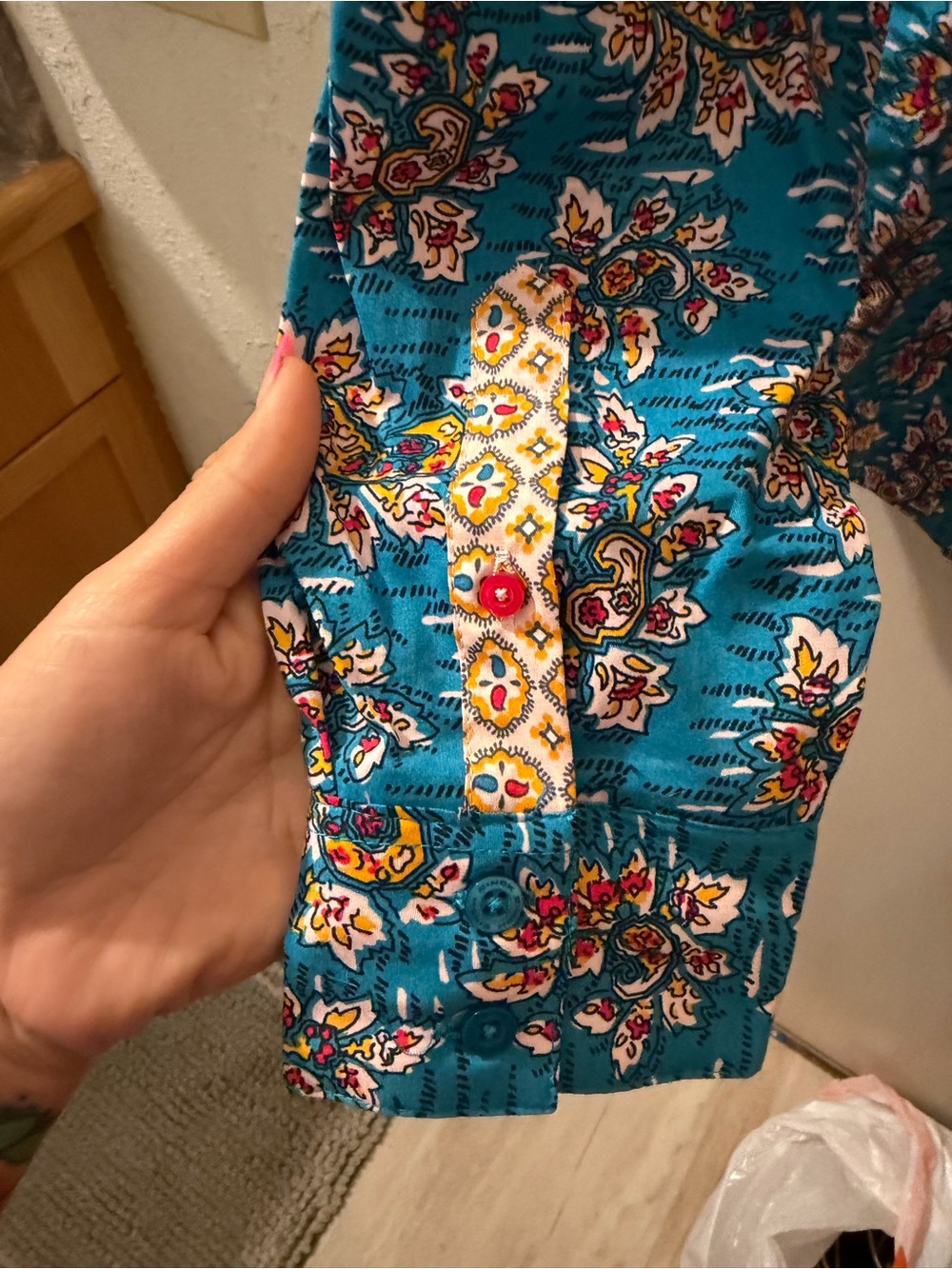 CINCH Bright Teal Floral Button-Up Top - Picture 7 of 7